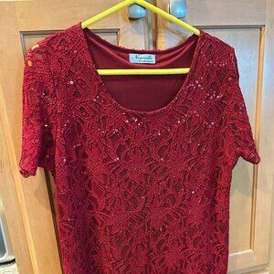Nouvelle Ladies Womens Plus Size Sequins Floral Lace Ladies Party Xmas Tunic Top